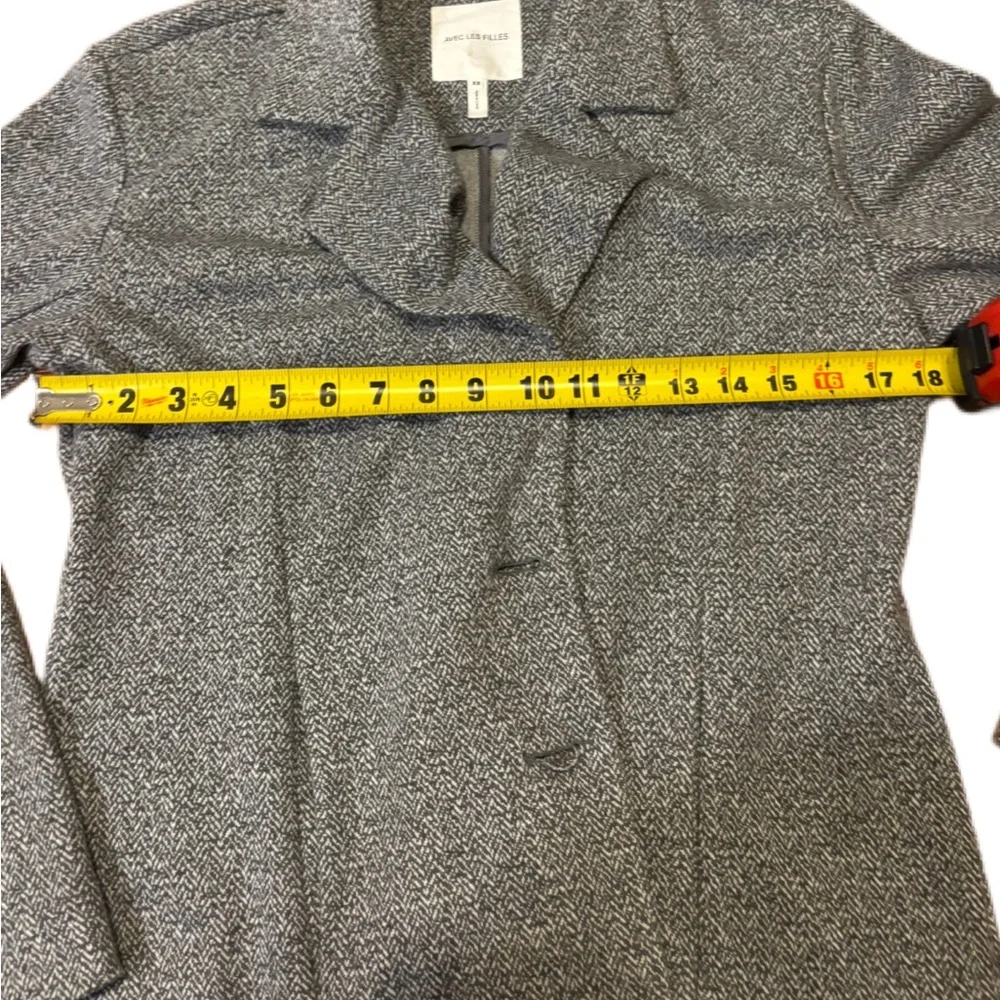 Avec Les Filles Gray/White Longline Knit Blazer Jacket XS EUC - Picture 8 of 10